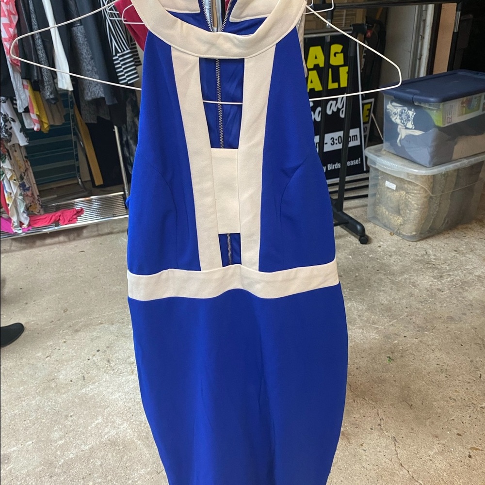 Blue and white Business dress.